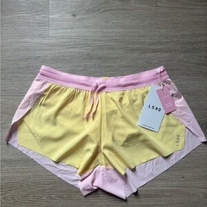 LSND Women's Pink and Yellow Athletic Shorts